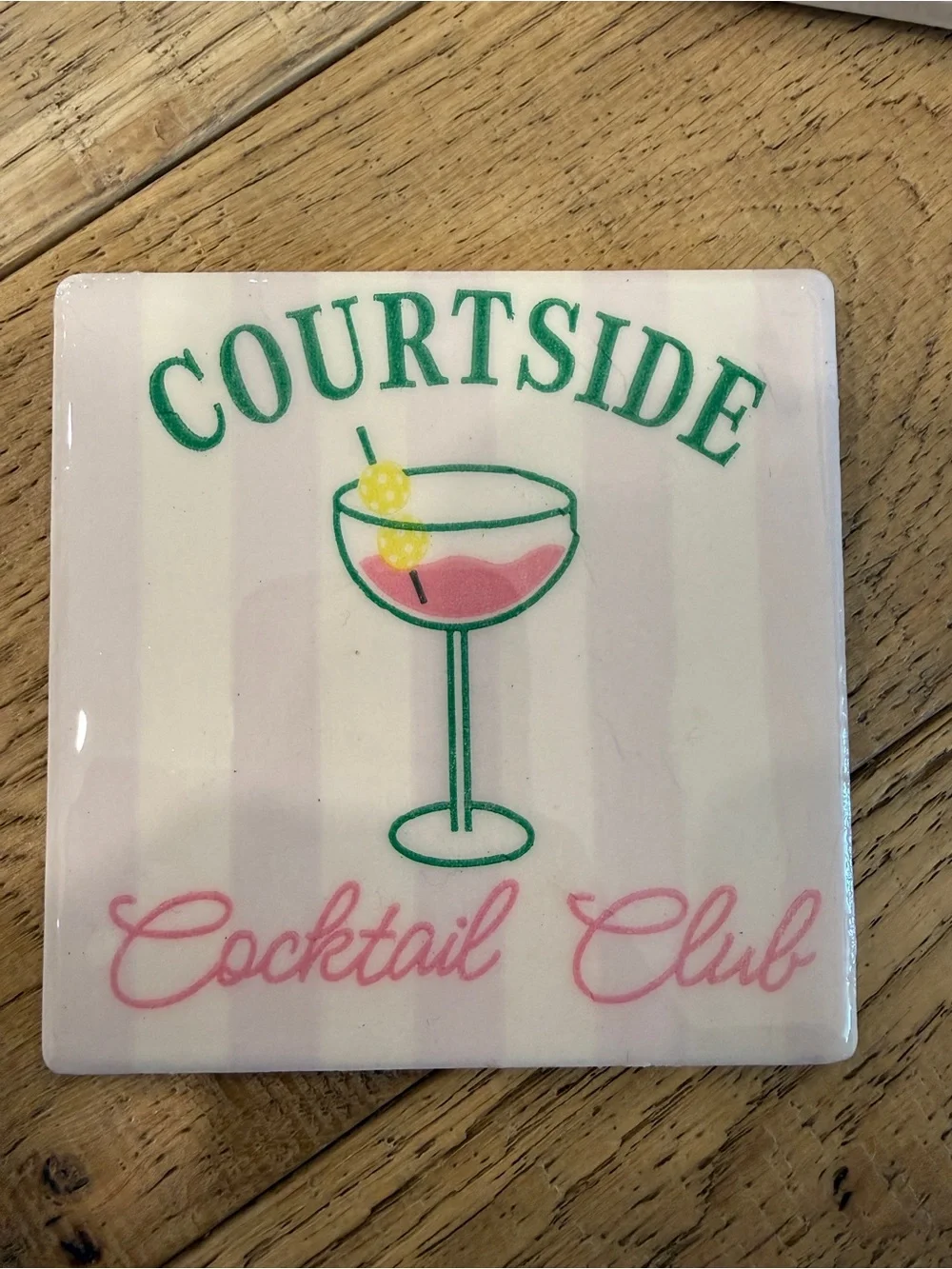 Resin Coated Ceramic Pickleball Coaster Set of 4